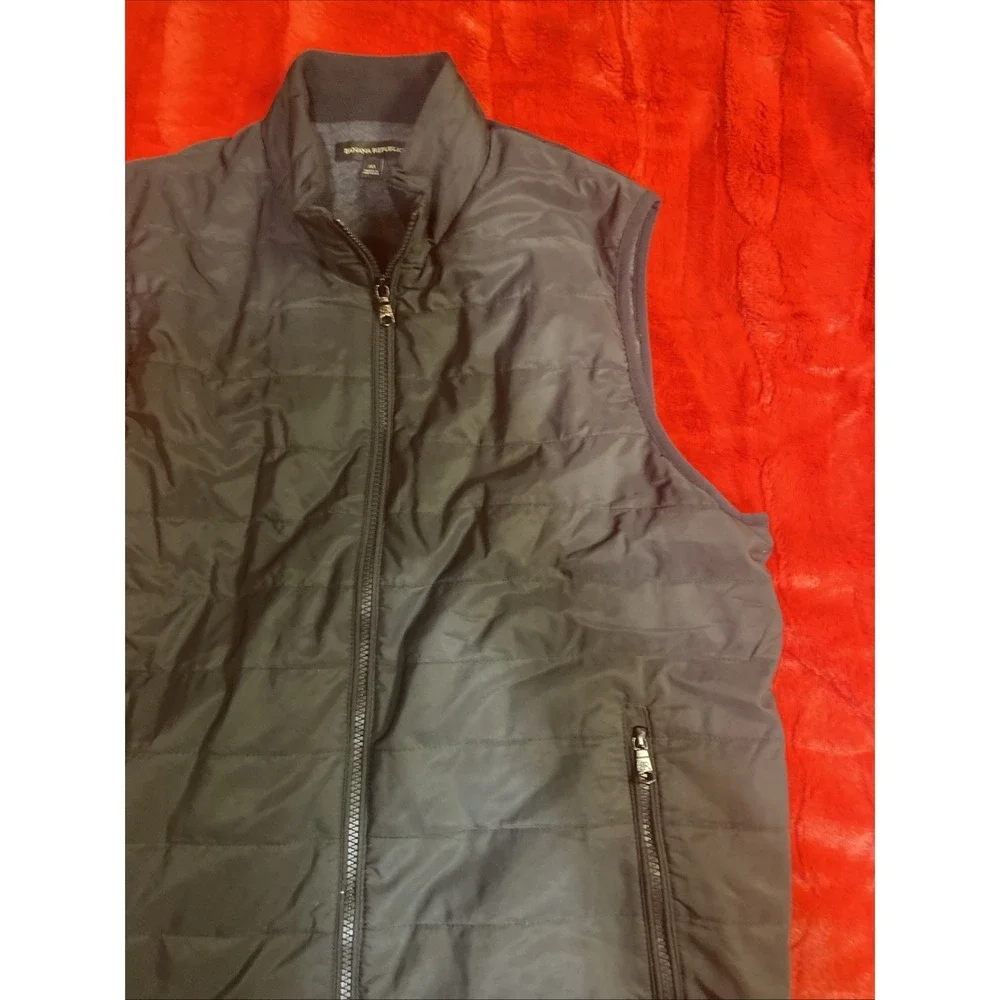 Banana Republic Vest Mens Medium Black Lined‎ Sleeveless Jacket Casual Full Zip